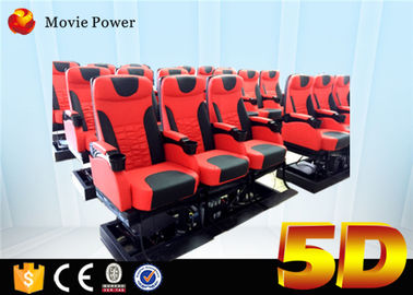كرسي جلد أحمر وأسود 4D Motion Theatre 100 Seats with Cup Holderers and Leg Sweep