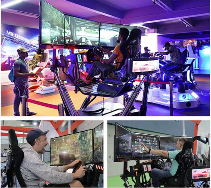 9D Virtual Reality Car Racing Simulator 6 Dof 3 Screen Cockpit 4D Driving Simulator 0