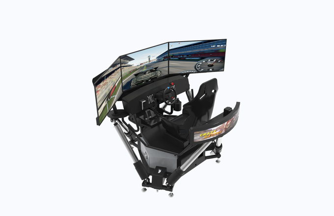 الألياف الزجاجية 9D محاكي ، آلة لعبة VR Racing Simulator الديناميكية 6 Dof 3 Screen Car Driving Simulator 0