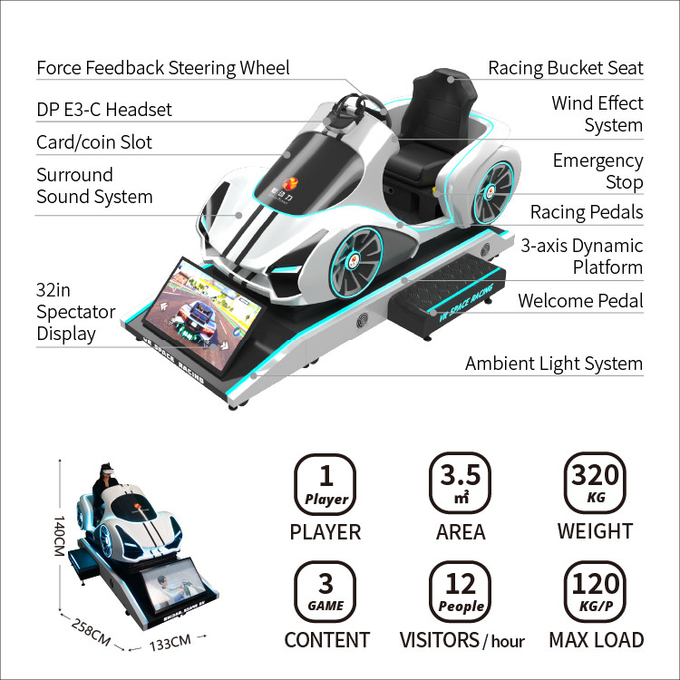 9d الواقع الافتراضي لتعليم قيادة السيارات محاكي قمرة القيادة مع آلة لعبة Motion Platform Vr Racing 4