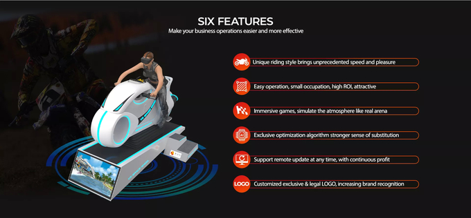 الألياف الزجاجية 9d VR دراجة نارية محاكي معدات الواقع الافتراضي لسباق السيارات 2