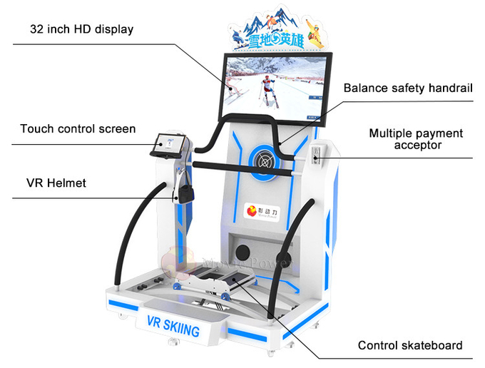 آلة ألعاب الواقع الافتراضي تعمل بالعملة النقدية 9d VR جهاز محاكاة التزلج التجاري 3