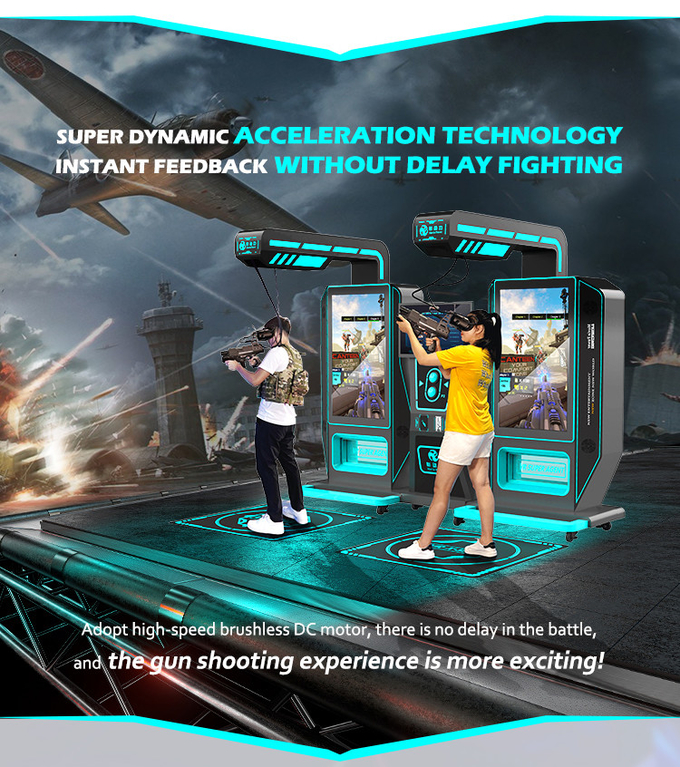 آلة إطلاق النار الواقع الافتراضي آلة ألعاب الأسلحة 2 لاعب رياضة ركوب 9d VR محاكي 2