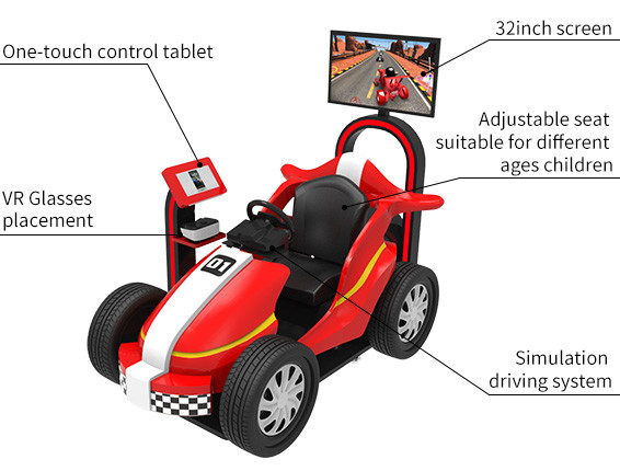 حديقة ألعاب VR Rides 9D Kids Racing Game Simulator عملة معدنية تعمل بالسيارة آلة الرقص 4