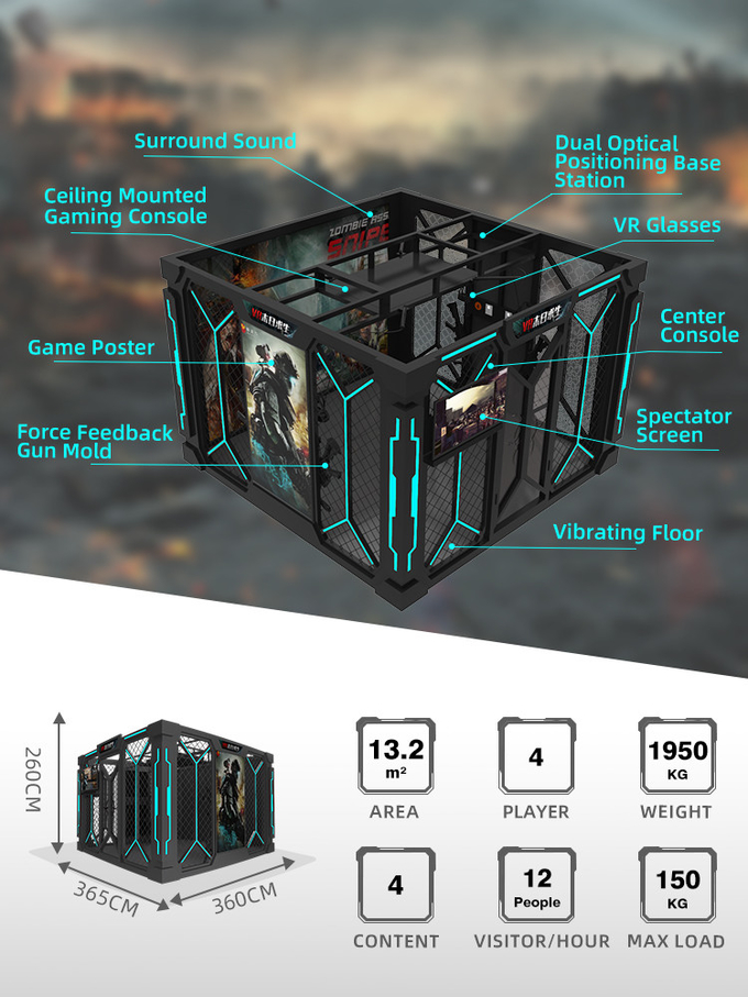 9d VR محاكي إطلاق النار Vr Room Vr منصة المشي ألعاب الواقع الافتراضي متعددة اللاعبين زومبي آلة العاب 1