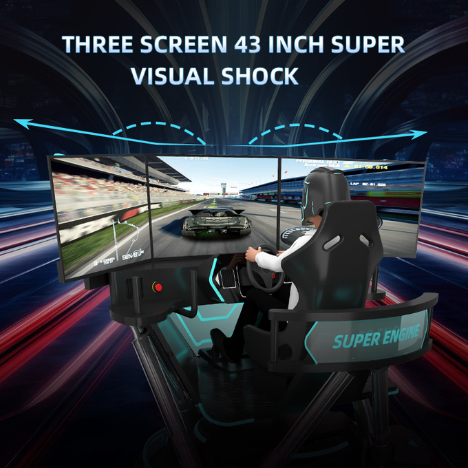 محاكي السيارات 9d Vr 6 Dof محاكي السباقات الواقع الافتراضي آلة ألعاب الرقص مع 3 شاشات 5