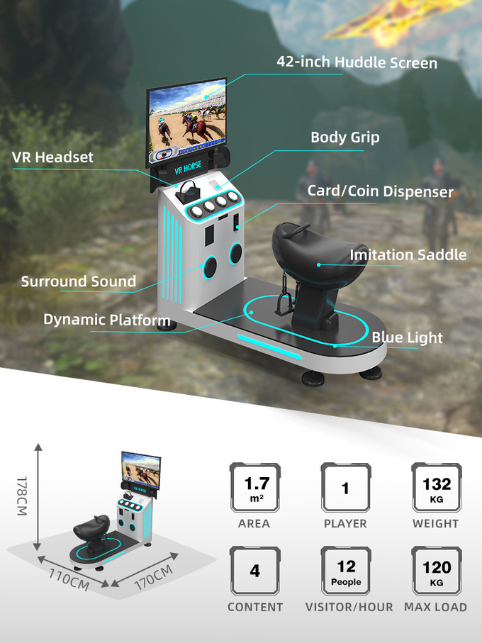 1 لاعب 9D محاكي الواقع الافتراضي ركوب الخيل VR آلة اللعب العملة تعمل 1