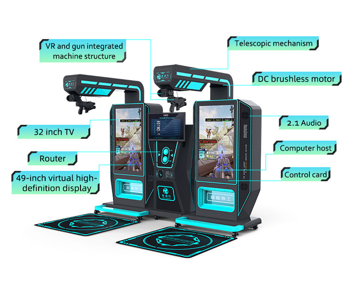 آلة إطلاق النار الواقع الافتراضي آلة ألعاب الأسلحة 2 لاعب رياضة ركوب 9d VR محاكي 1