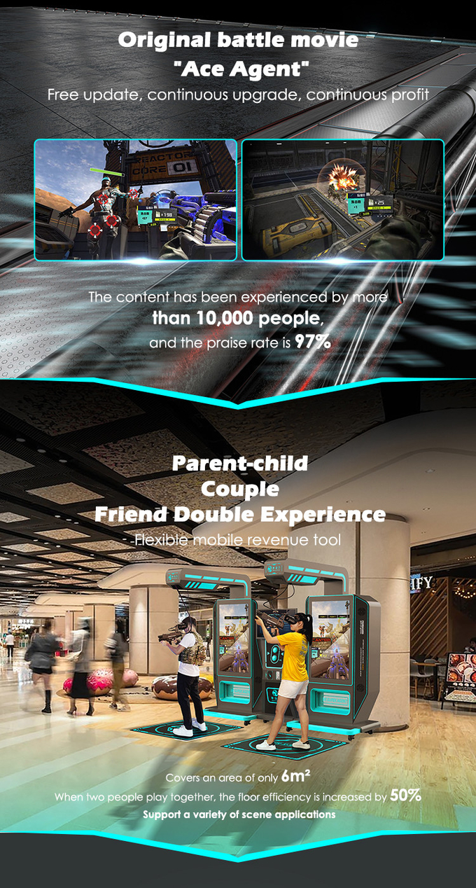 مركز التسوق VR ألعاب الرماية آلة اثنين من لاعب VR ممر محاكي 1