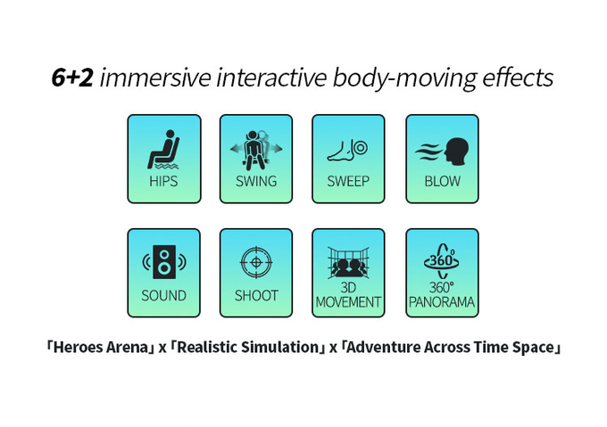 سينما حديقة ألعاب VR 9d الواقع الافتراضي محاكي التلال الدوارة 6 مقاعد VR آلة لعبة 3