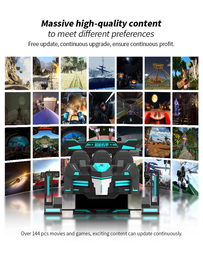 الألياف الزجاجية 9D VR Cinema 6 Seater VR Shooting Game Simulator متعددة اللاعبين ركوب السيارة 1