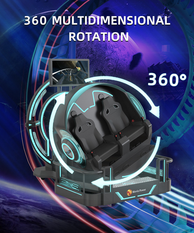VR 360 2 مقاعد 9d التلال المتحركة VR الآلات 360 دوران VR سينما 360 درجة المقاعد الطائرة محاكي 3