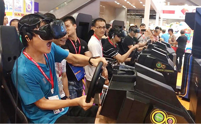 سباقات VR للملاعب الداخلية سباقات القيادة محاكي الواقع الافتراضي لعبة 9D VR معدات الألعاب 6