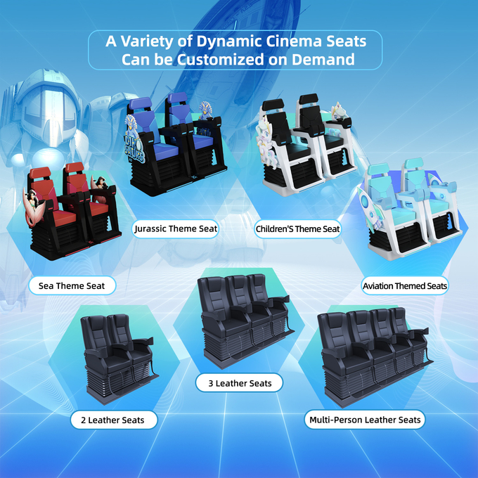 مزودي أنظمة الأفلام الواقع الافتراضي أجهزة كراسي السينما الحركة 4d 5d 7d 9d 6d المسرح مع العديد من المقاعد 5