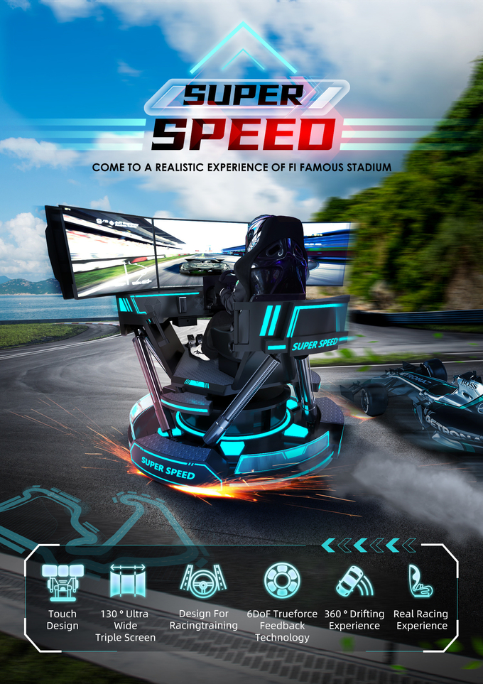 تعمل بقطع النقود المعدنية VR Racing Simulator آلة لعبة الواقع الافتراضي لسباقات السرعة الفضائية 3