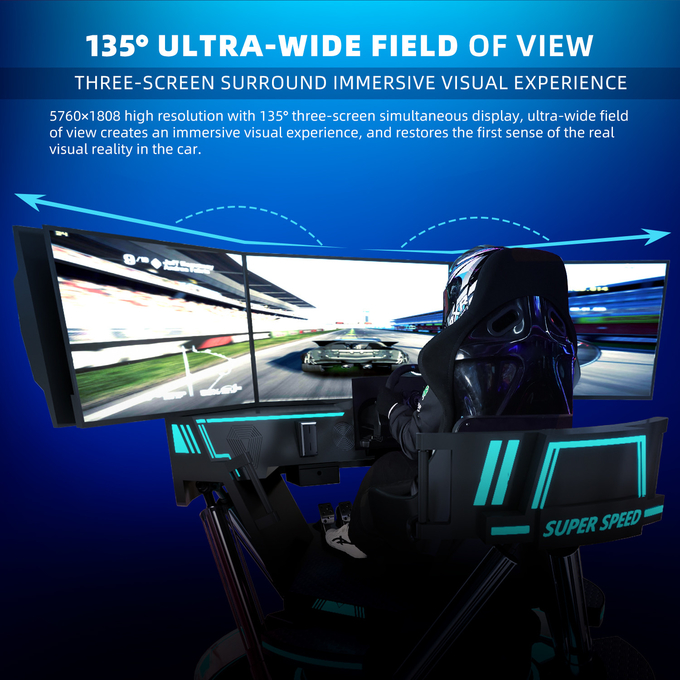 VR 3 شاشة سباق السيارات محاكي الواقع الافتراضي 6-Dof السيارات السوداء سباق لعبة آلة 5d السيارات القيادة 5
