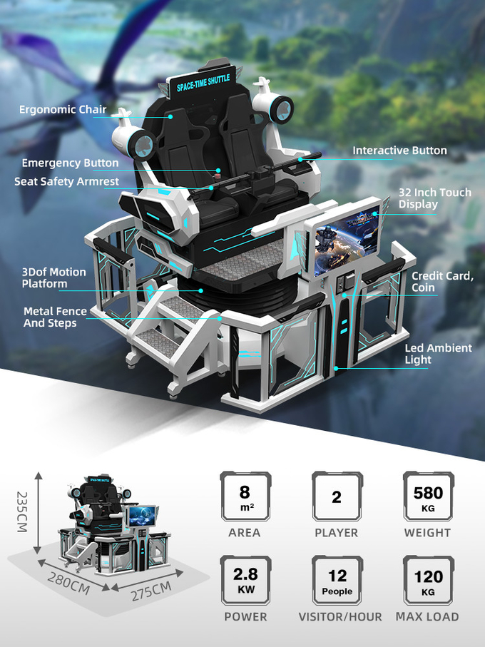 4d 8d 9d الواقع الافتراضي محاكي Vr آلة لعبة Roller Coaster Vr Chair 2 Seater 1